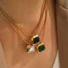 Women's Stainless Steel And Titanium Steel Square Geometric Clavicle Chain Necklace With Electroplating