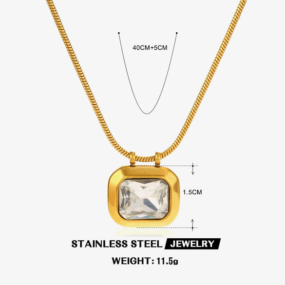Women's Stainless Steel And Titanium Steel Square Geometric Clavicle Chain Necklace With Electroplating