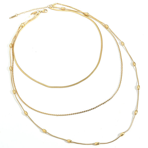 Women's Stainless Steel And Titanium Steel Stacking Style Geometric Snake Bone Clavicle Chain With Electroplating