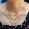 Women's Stainless Steel And Titanium Steel Stacking Style U Shape Chain Threepiece Set With Electroplating