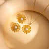 Women's Stainless Steel And Titanium Steel Sunflower Necklace Set High End Non Fading