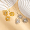 Women's Stainless Steel And Titanium Steel Sunflower Necklace Set High End Non Fading