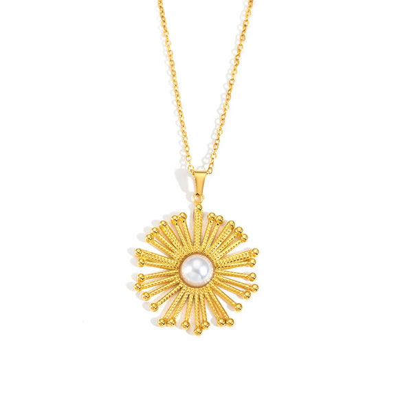 Women's Stainless Steel And Titanium Steel Sunflower Necklace Set High End Non Fading