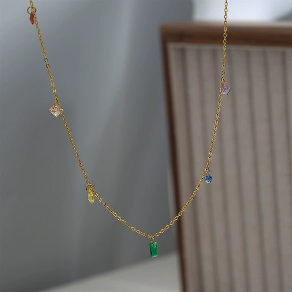 Women's Stainless Steel And Titanium Steel U Shape Pendant O Shaped Chain Necklace With Electroplating Simple Style