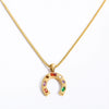 Women's Stainless Steel And Titanium Steel U Shaped Geometric Kaleidoscope Lucky Symbol Inlaid Zirconium Necklace With Furnace Vacuum Plating And Color Preservation