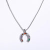 Women's Stainless Steel And Titanium Steel Ushaped Geometric Kaleidoscope Lucky Symbol Inlaid Zirconium Necklace With Vacuum Plating