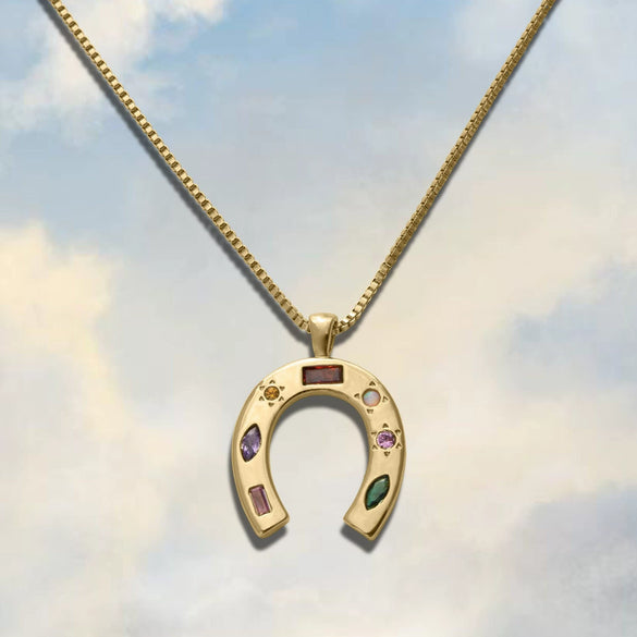 Women's Stainless Steel And Titanium Steel Ushaped Geometric Kaleidoscope Lucky Symbol Inlaid Zirconium Necklace With Vacuum Plating