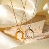 Women's Stainless Steel And Titanium Steel Water Wave Chain Ushaped Geometric Pendant Necklace With Electroplating