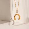 Women's Stainless Steel And Titanium Steel Water Wave Chain Ushaped Geometric Pendant Necklace With Electroplating