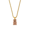 Women's Stainless Steel Animal Bear Pendant Twist Chain Necklace With Geometric Style And 18K Gold Plated Electroplating