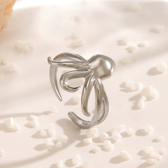 Women's Stainless Steel Animal Zodiac Jellyfish Beach Style Electroplated Ring