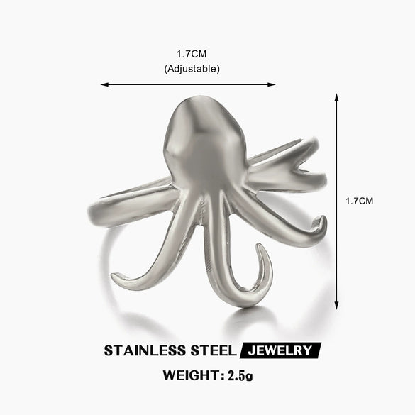 Women's Stainless Steel Animal Zodiac Jellyfish Beach Style Electroplated Ring