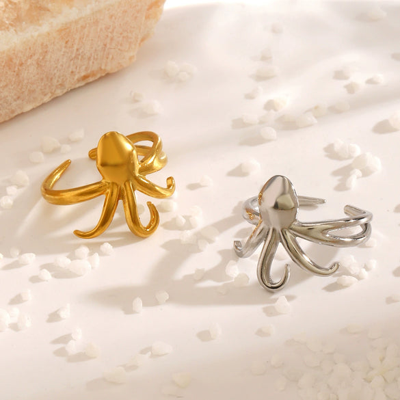 Women's Stainless Steel Animal Zodiac Jellyfish Beach Style Electroplated Ring