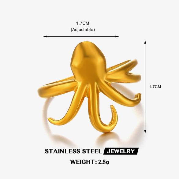 Women's Stainless Steel Animal Zodiac Jellyfish Beach Style Electroplated Ring