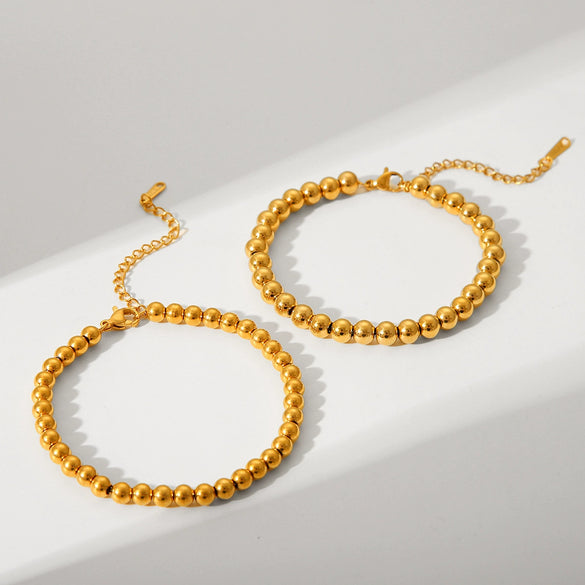 Women's Stainless Steel Ball Chain Bracelet With Geometric Pattern And Electroplating Treatment