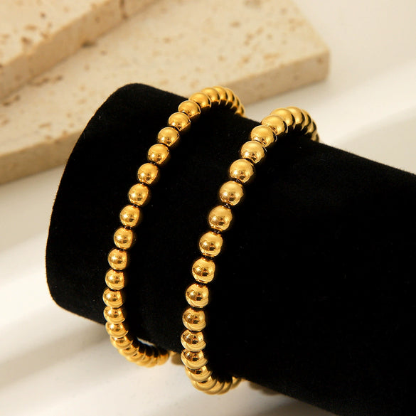 Women's Stainless Steel Ball Chain Bracelet With Geometric Pattern And Electroplating Treatment