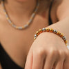 Women's Stainless Steel Ball Chain Geometric Pattern Electroplated Light Luxury Necklace And Bracelet