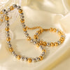 Women's Stainless Steel Ball Chain Geometric Pattern Electroplated Light Luxury Necklace And Bracelet