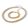 Women's Stainless Steel Ball Chain Geometric Pattern Electroplated Light Luxury Necklace And Bracelet