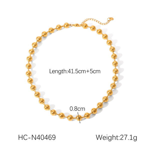 Women's Stainless Steel Ball Chain Geometric Pattern Electroplated Light Luxury Necklace And Bracelet