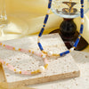 Women's Stainless Steel Bamboo Bead And Pearl Inlaid Geometric Necklace With 18K Gold Vacuum Plating