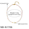 Women's Stainless Steel Bamboo Bead And Pearl Inlaid Geometric Necklace With 18K Gold Vacuum Plating