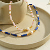 Women's Stainless Steel Bamboo Bead And Pearl Inlaid Geometric Necklace With 18K Gold Vacuum Plating