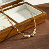 Women's Stainless Steel Beaded Collarbone Necklace With Natural Stone Pearls And Geometric Vacuum Electroplated Design