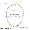 Women's Stainless Steel Beaded Collarbone Necklace With Natural Stone Pearls And Geometric Vacuum Electroplated Design