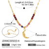 Women's Stainless Steel Beaded Cross Necklace With Natural Tiger Eye Stone Pendant And Geometric Pvd Gold Plated Chain