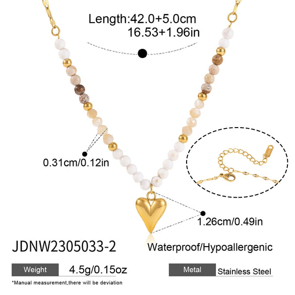 Women's Stainless Steel Beaded Cross Necklace With Natural Tiger Eye Stone Pendant And Geometric Pvd Gold Plated Chain