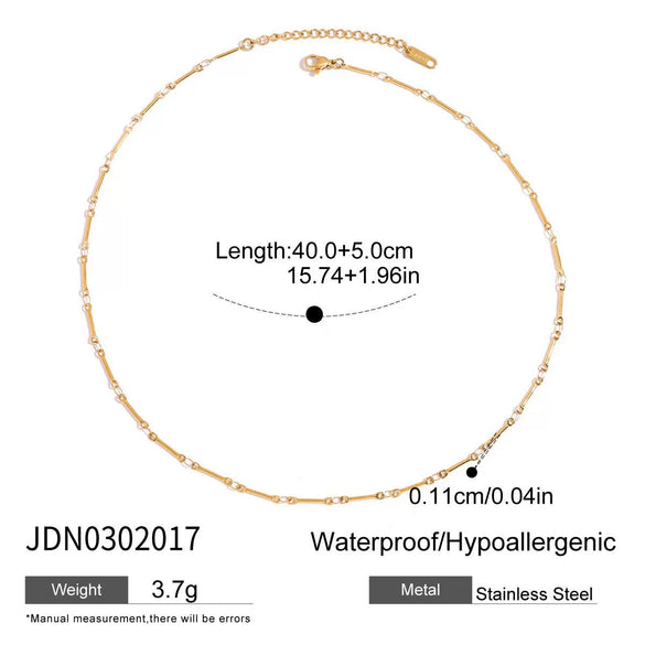 Women's Stainless Steel Beaded Cross Necklace With Natural Tiger Eye Stone Pendant And Geometric Pvd Gold Plated Chain