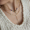 Women's Stainless Steel Beaded Cross Necklace With Natural Tiger Eye Stone Pendant And Geometric Pvd Gold Plated Chain