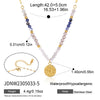 Women's Stainless Steel Beaded Cross Necklace With Natural Tiger Eye Stone Pendant And Geometric Pvd Gold Plated Chain