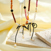 Women's Stainless Steel Beaded Necklace With Bow Knot Pearl And Acrylic Geometric Design 18K Vacuum Plated Light Luxury Jewelry
