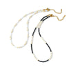 Women's Stainless Steel Beaded Necklace With Pearl And White Shell Accents Geometric Pattern And Vacuum Plated Finish