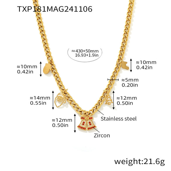 Women's Stainless Steel Bell Necklace And Bracelet Set With Electroplated Finish Light Luxury Fashion Jewelry