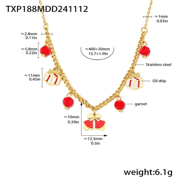 Women's Stainless Steel Bell Necklace And Bracelet Set With Electroplated Finish Light Luxury Fashion Jewelry