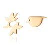 Women's Stainless Steel Bird And Floral Earrings Electroplated Elegant Animal Design Jewelry Wholesale