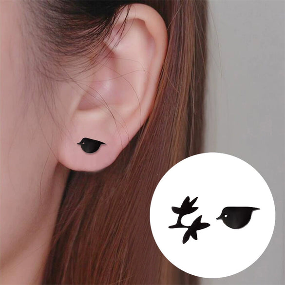 Women's Stainless Steel Bird And Floral Earrings Electroplated Elegant Animal Design Jewelry Wholesale