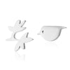 Women's Stainless Steel Bird And Floral Earrings Electroplated Elegant Animal Design Jewelry Wholesale