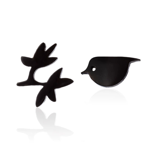 Women's Stainless Steel Bird And Floral Earrings Electroplated Elegant Animal Design Jewelry Wholesale