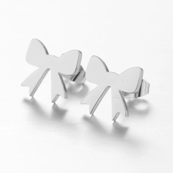 Women's Stainless Steel Bow Earrings Electroplated Fashion Jewelry With A Fresh And Sweet Style