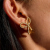 Women's Stainless Steel Bow Earrings With Electroplating