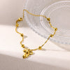Women's Stainless Steel Bow Heart Tassel Anklet 18K Goldplated