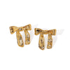 Women's Stainless Steel Bow Pattern Electroplated Titanium Steel Earrings With Golden Hammer Pattern Fashionable And Simple