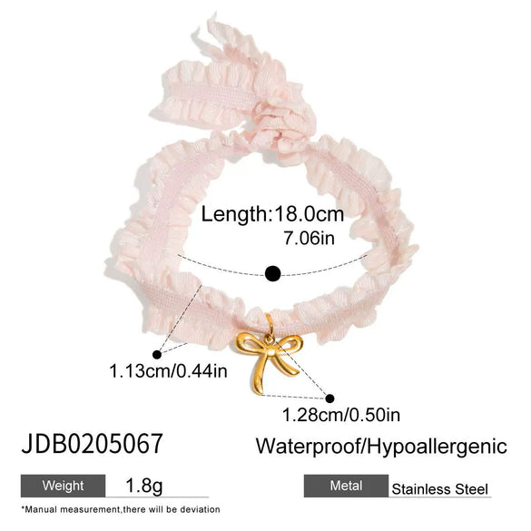 Women's Stainless Steel Bow Pendant Braided Bracelet With Electroplating