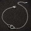 Women's Stainless Steel Bracelet With Double Heart Pendants And Electroplated Finish Simple Romantic Jewelry Design
