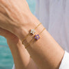 Women's Stainless Steel Bracelet With Floral Geometric Design Zircon Accents And 18K Vacuum Plated Finish