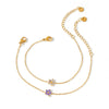 Women's Stainless Steel Bracelet With Floral Geometric Design Zircon Accents And 18K Vacuum Plated Finish